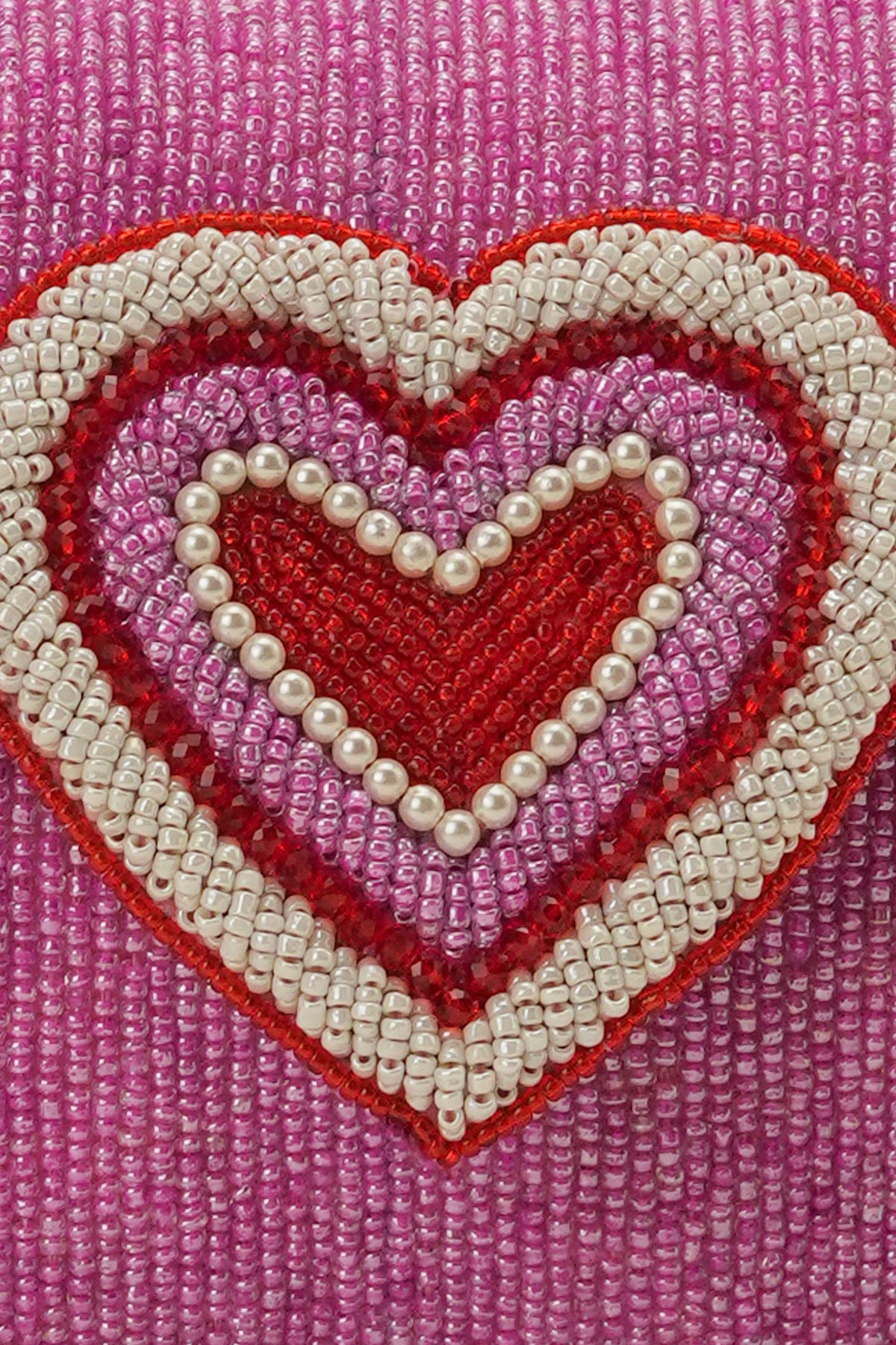 Chic Pink Heart Embellished Shoulder Bag
