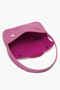 Chic Pink Heart Embellished Shoulder Bag