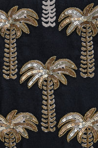 Golden Palm Sequin Embroidered Canvas Tote Bag