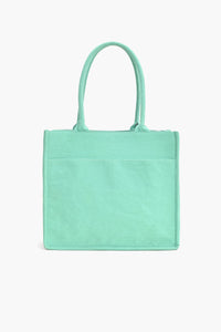 Coastal Charm Cotton Tote Bag with Ocean Theme Embroidery