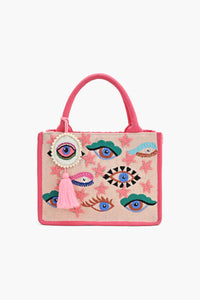 Heart Embellished Mini Tote Bag