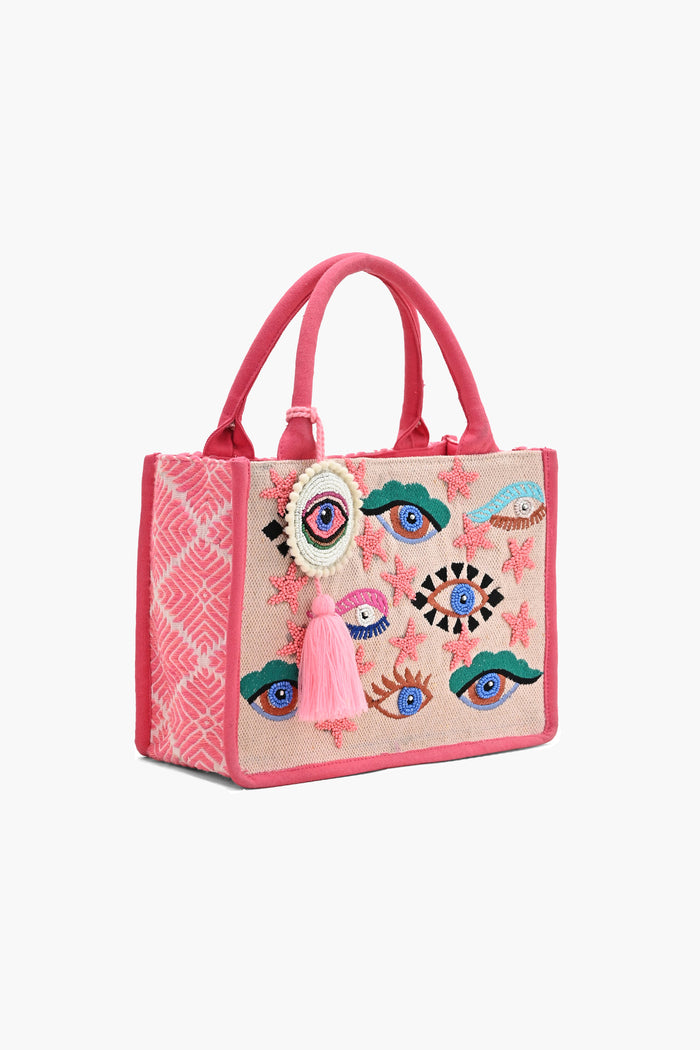 Heart Embellished Mini Tote Bag