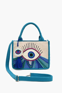 Evil Eye Embellished Mini Tote Bag