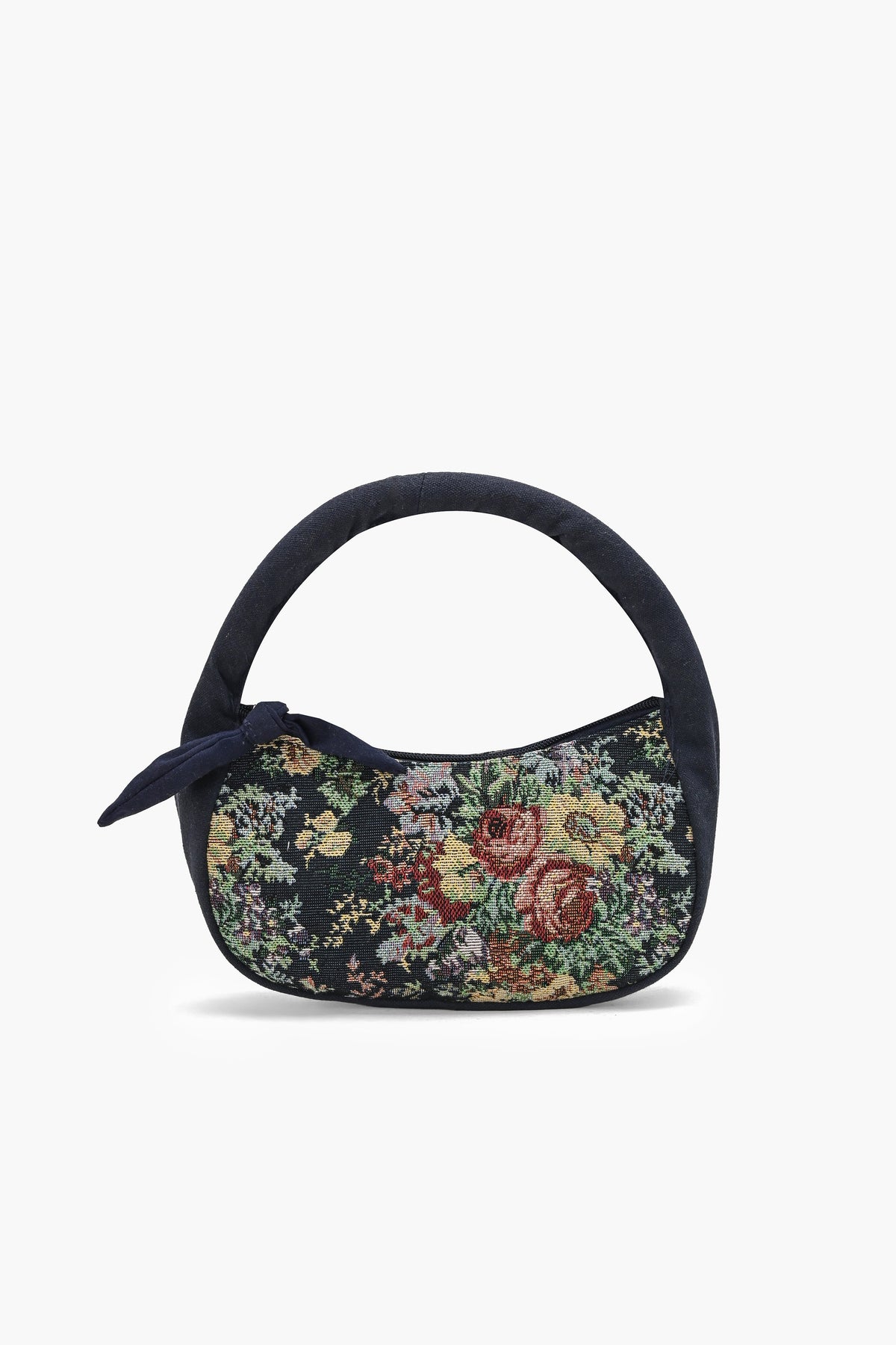 Floral Jacquard Mini Crescent Hand Bag