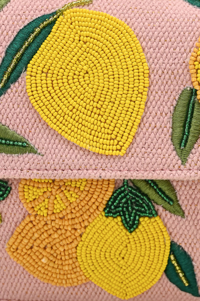 Pink Novelty Beaded Shoulder Bag