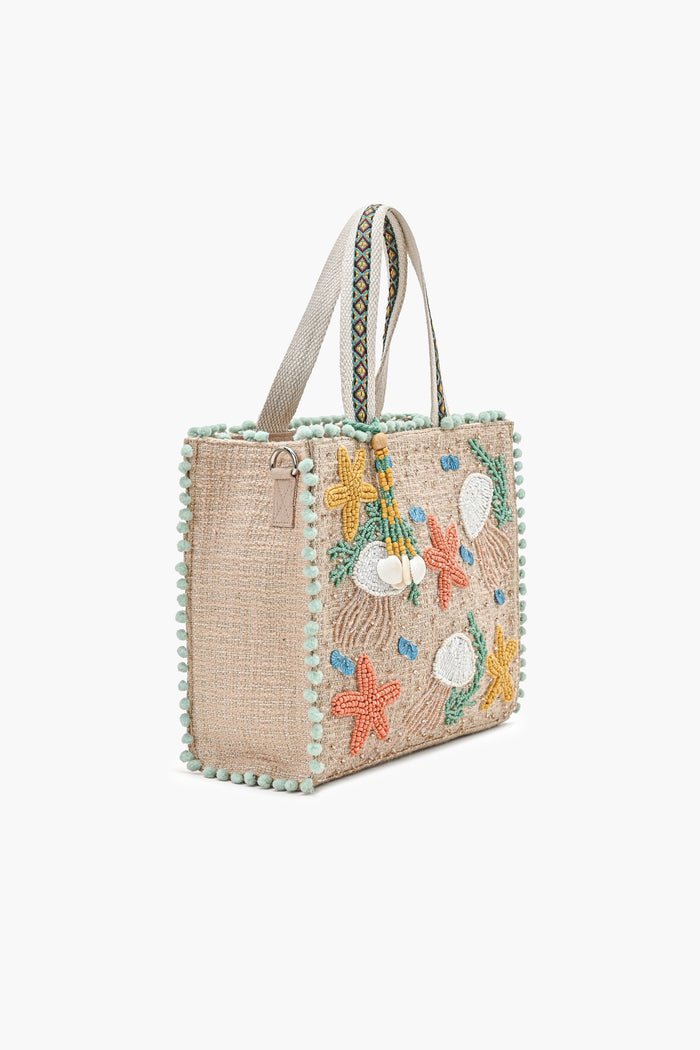 Ocean Reverie Beaded Tote Bag