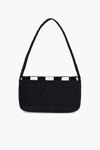 Checkerboard Chic Beaded Shoulder Bag