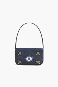 Celestial Evil Eye Beaded Denim Shoulder Bag