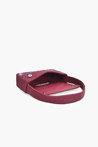 Crimson Butterfly Beaded Shoulder Bag