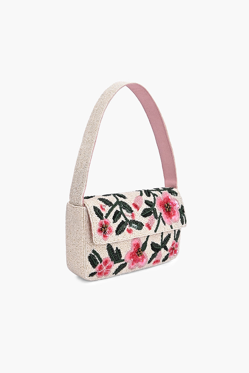 Garden Bloom Beaded Shoulder Bag