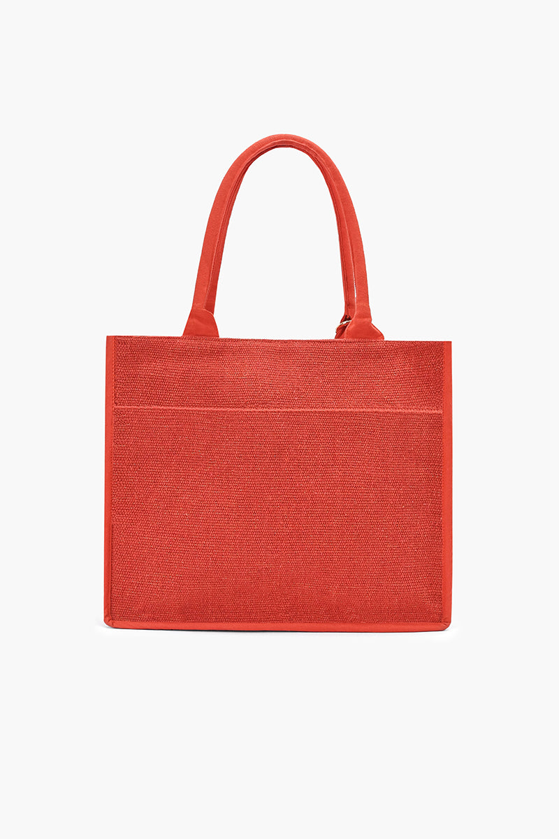 Tropical Escape Cotton Tote with Citrus & Coastal Embroidery