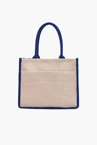 Evil Eyes Beaded Canvas Tote with Gold Accent Embroidery