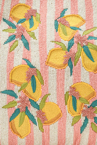 Pink Zesty Lemon Hand-Beaded Oversized Tote