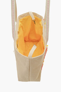 Blue Zesty Lemon Hand-Beaded Oversized Tote