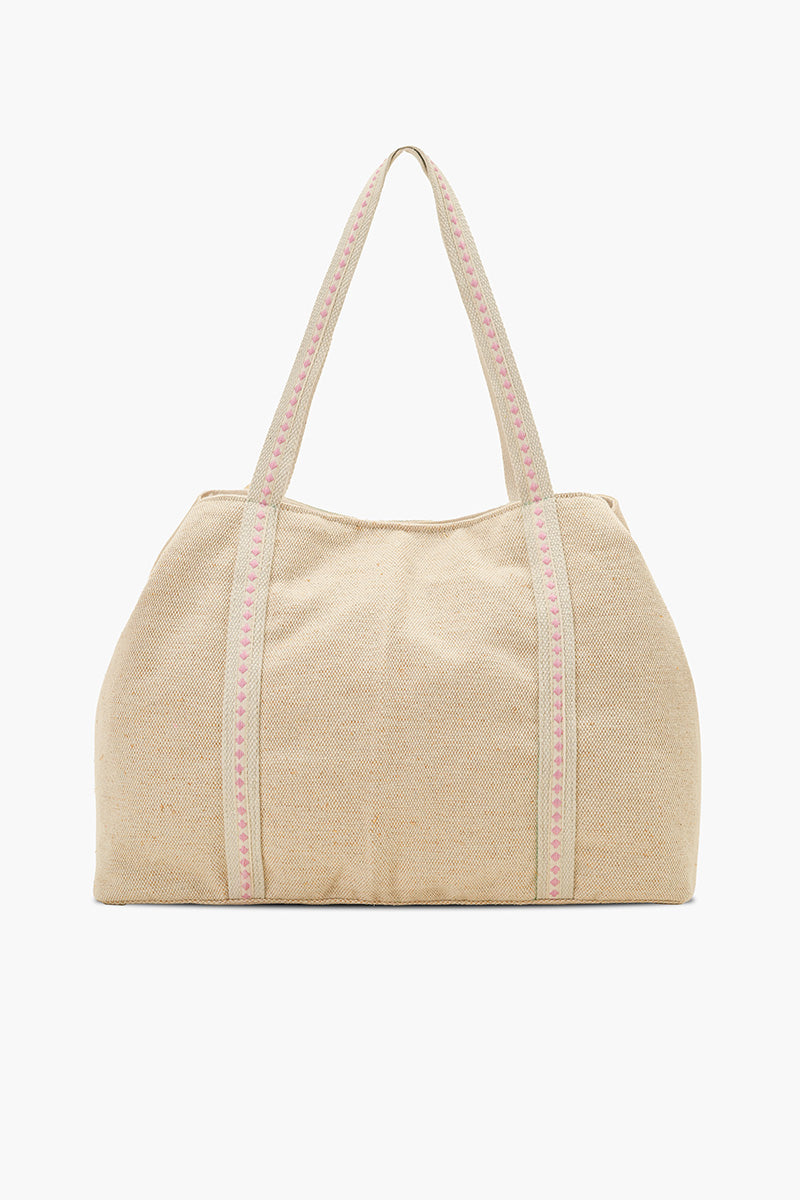 Pink Zesty Lemon Hand-Beaded Oversized Tote