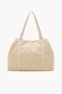 Pink Zesty Lemon Hand-Beaded Oversized Tote