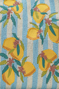 Blue Zesty Lemon Hand-Beaded Oversized Tote