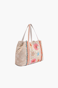 Shoreline Crab Embroidered Large Beach Tote