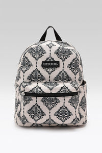 Vintage Damask Mini Backpack with Front Zipper Pocket