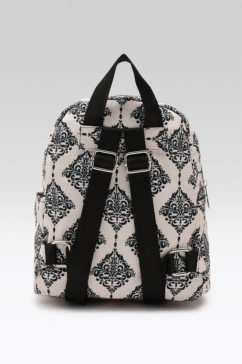 Vintage Damask Mini Backpack with Front Zipper Pocket
