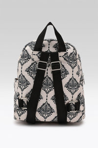 Vintage Damask Mini Backpack with Front Zipper Pocket