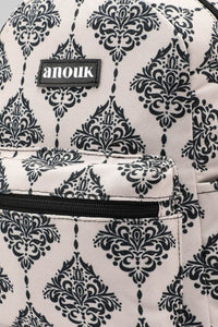 Vintage Damask Mini Backpack with Front Zipper Pocket