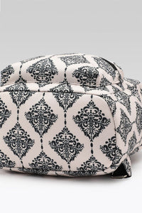 Vintage Damask Mini Backpack with Front Zipper Pocket