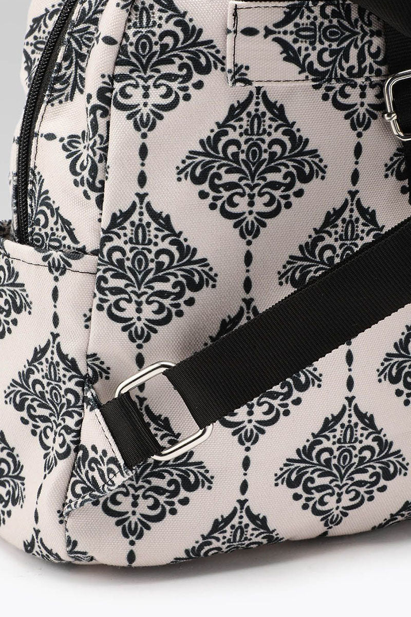 Vintage Damask Mini Backpack with Front Zipper Pocket