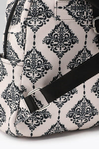 Vintage Damask Mini Backpack with Front Zipper Pocket