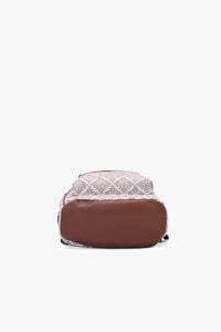 Classic Damask Mini Backpack with Faux Leather Front Pocket