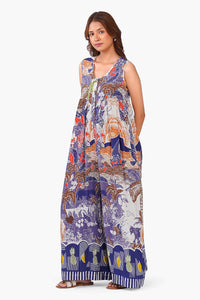 Botanical Print Sleeveless Jumpsuit with Border Detail & Pockets – Pack of 6