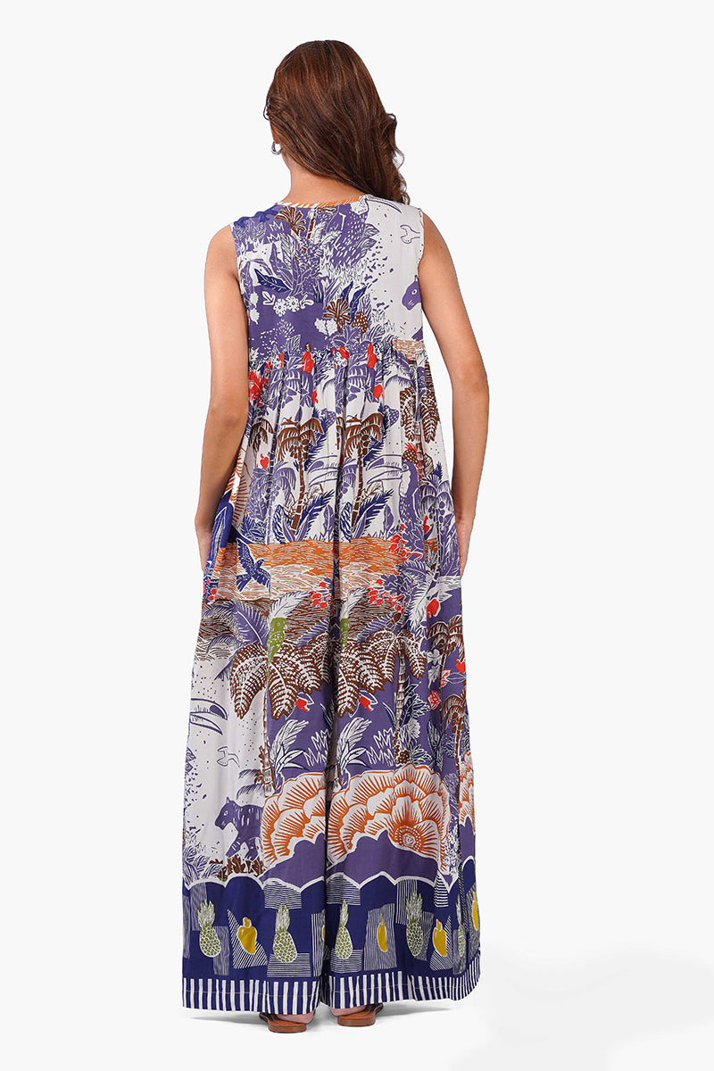 Botanical Print Sleeveless Jumpsuit with Border Detail & Pockets – Pack of 6