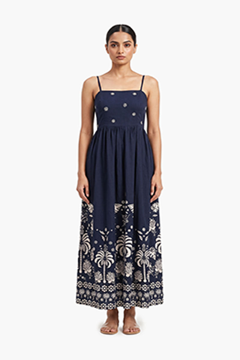 Black & White Floral Linen-Blend Smocked Maxi Dress – Pack of 6
