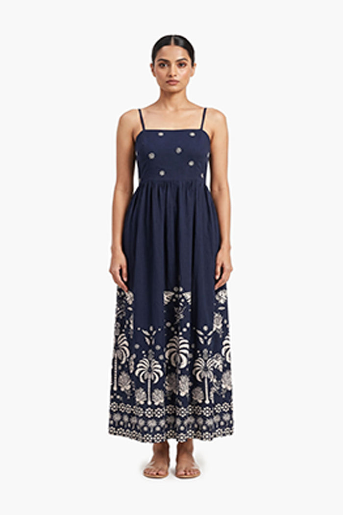 Black & White Floral Linen-Blend Smocked Maxi Dress – Pack of 6