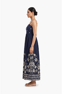 Black & White Floral Linen-Blend Smocked Maxi Dress – Pack of 6