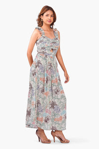Floral Ruffle-Strap Smocked Maxi Dress – Pack of 6