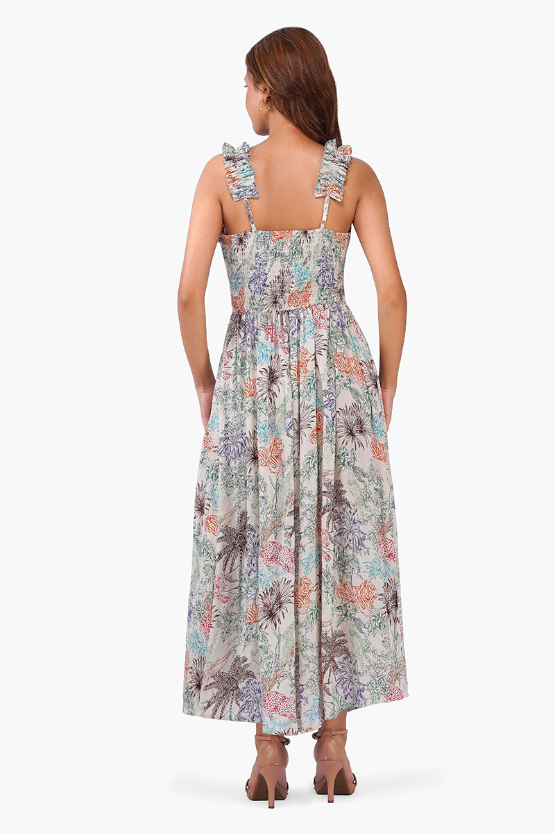 Floral Ruffle-Strap Smocked Maxi Dress – Pack of 6