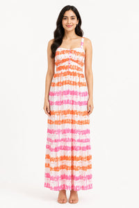 Sunset Stripe Sleeveless Smocked Maxi Dress – Pack of 6