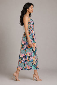 Tropical Bird Print Halter Midi Dress – Pack of 6
