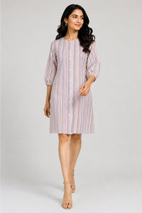 Multicolor Stripe Cotton Seersucker Button-Front Dress – Pack of 6