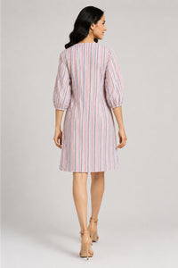 Multicolor Stripe Cotton Seersucker Button-Front Dress – Pack of 6
