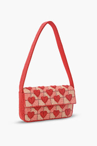 Handcrafted Embossed Heart Fully Beaded Luxury Shoulder Bag