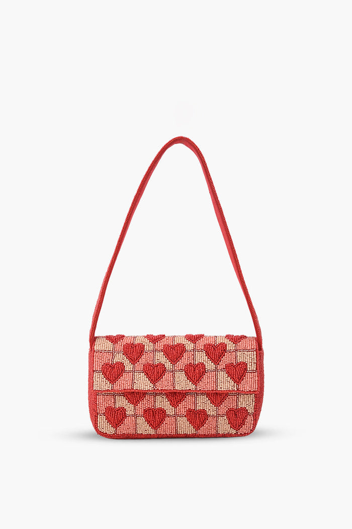 Handcrafted Embossed Heart Fully Beaded Luxury Shoulder Bag